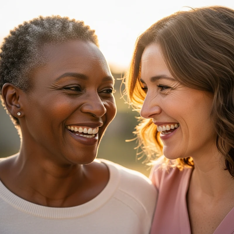 Two women laughing